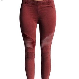 Beulah moto leggings with zippers-faded red
